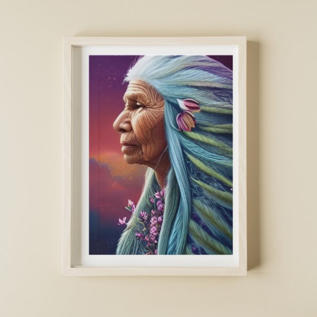 Poster Spirit Elder Native American Fantasy Arte Digital (Criador carregado)