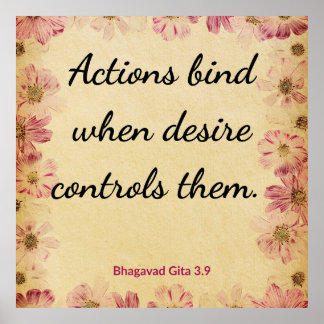 Poster Spiritual Beige Pink Gita Desire Binds Actions