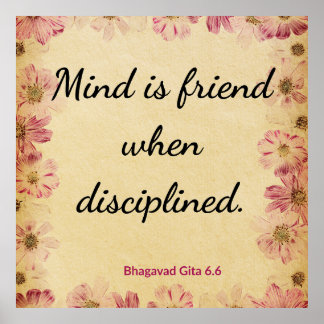 Poster Spiritual Beige Pink Gita Disciplined Mind Print