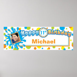 Póster Splashing Fun in the Sun Birthday Photo Banner