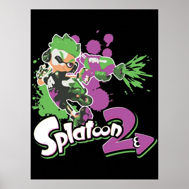 Poster Splatoon 2 Garoto Inaleador (Frente)