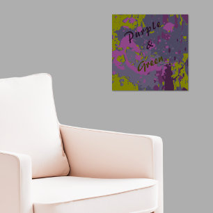 Poster Splatter de pintura de vetor roxo Abstrato Verde M