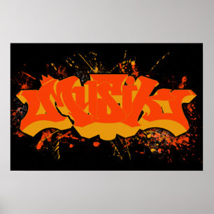 Póster Splatter do amarelo alaranjado de Musik