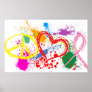 Póster Splatter "enorme" da pintura da esperança do amor