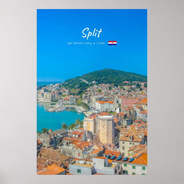 Poster Split, Croácia - Cidade Costeira (Frente)