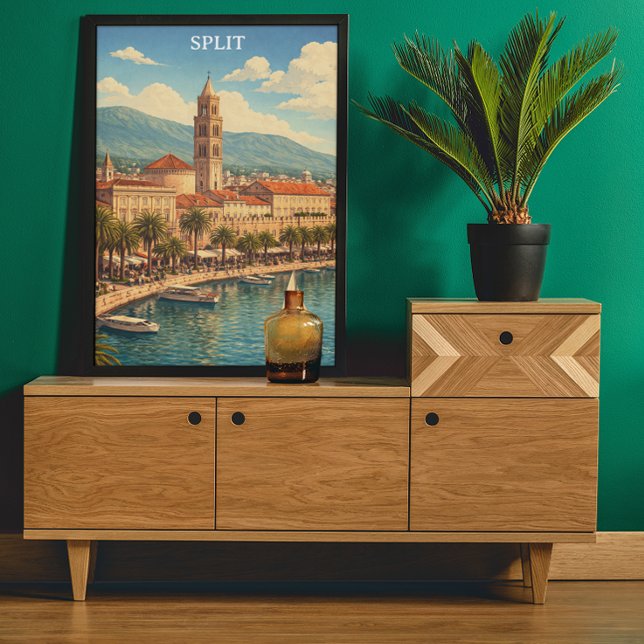 Poster Split Croácia Vintage Costa Adriática (Split Croatia Vintage Adriatic Coast Poster)