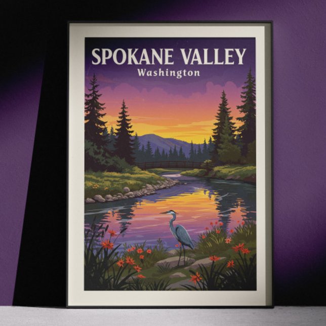 Poster Spokane Valley Vintage Washington (Criador carregado)