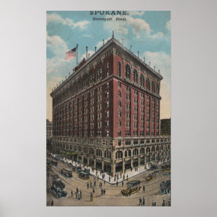 Poster Spokane, WA - View of Davenport Hotel
