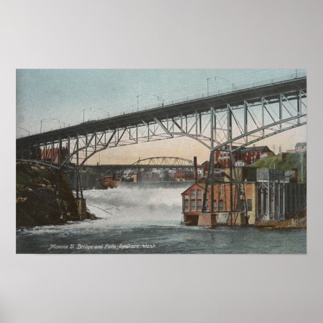 Poster Spokane, Washington - Rua Monroe (Frente)