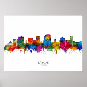 Poster Spokane Washington Skyline