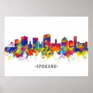 Poster Spokane Washington Skyline