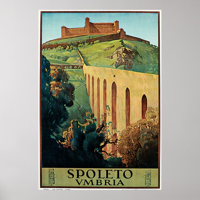 Poster Spoleto Vmbria Viagens vintage (Frente)