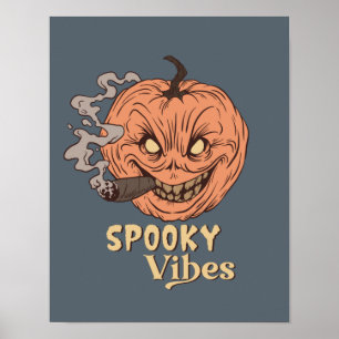 Poster Spookes Vibes Fumando Jack O Lantern Halloween