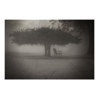 Póster Spooky Bench com árvore