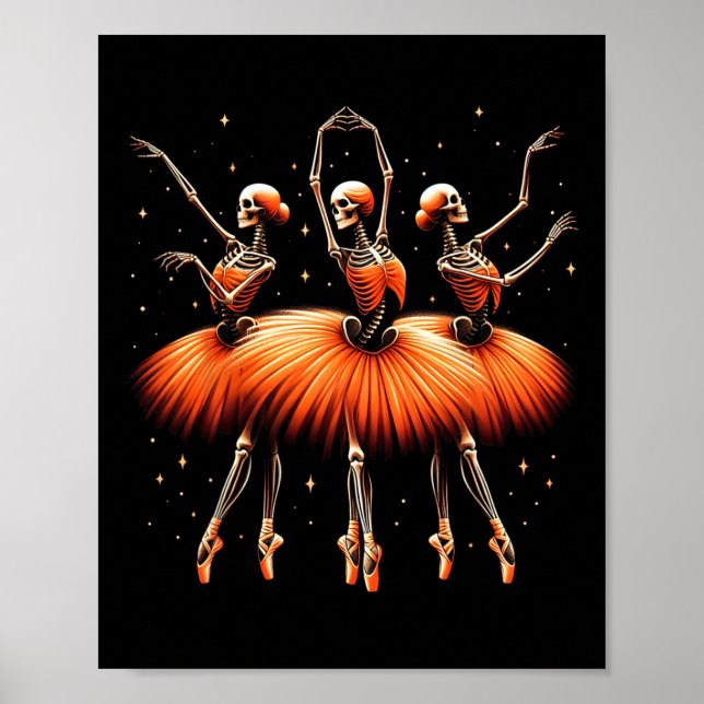 Poster Spooky Byllerina Skeleton Dance Dia de as Bruxas e (Frente)