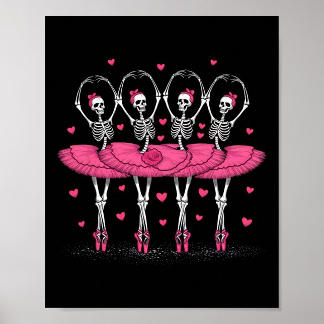 Poster Spooky Byllerina Skeleton Dance Dia de as Bruxas e (Frente)