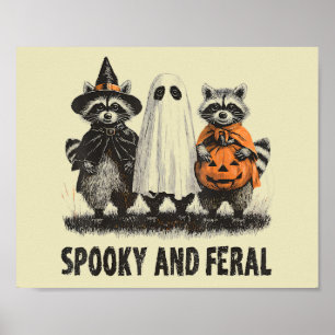 Poster Spooky E Feral Halloween Cute Raccoon