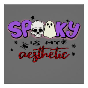 Póster Spooky é minha estética - crânio de Halloween e fa
