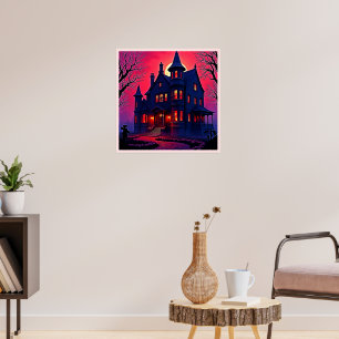 Poster Spooky Haunted House em Dusk Design
