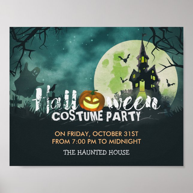 Póster Spooky Haunted House Figurume Night Sky Halloween (Frente)