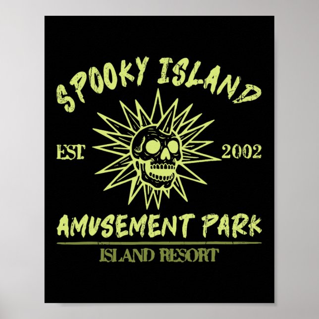 Poster Spooky Island Est 2002 Amusement Park Skull Hallow (Frente)