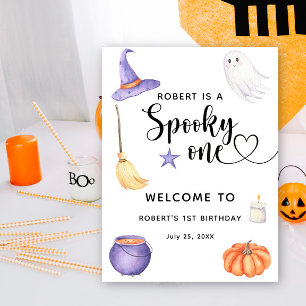 Poster Spooky One Halloween Bem-vindo ao primeiro anivers