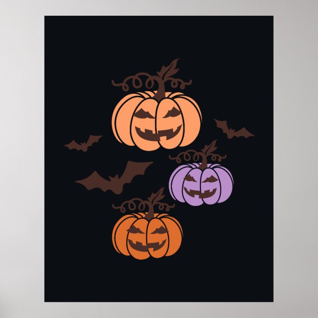 Poster Spooky Pumpkins Trio Halloween Jack-o’Lantern (Frente)