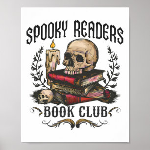 Poster Spooky Readers Book Club Horror Skull Halloween