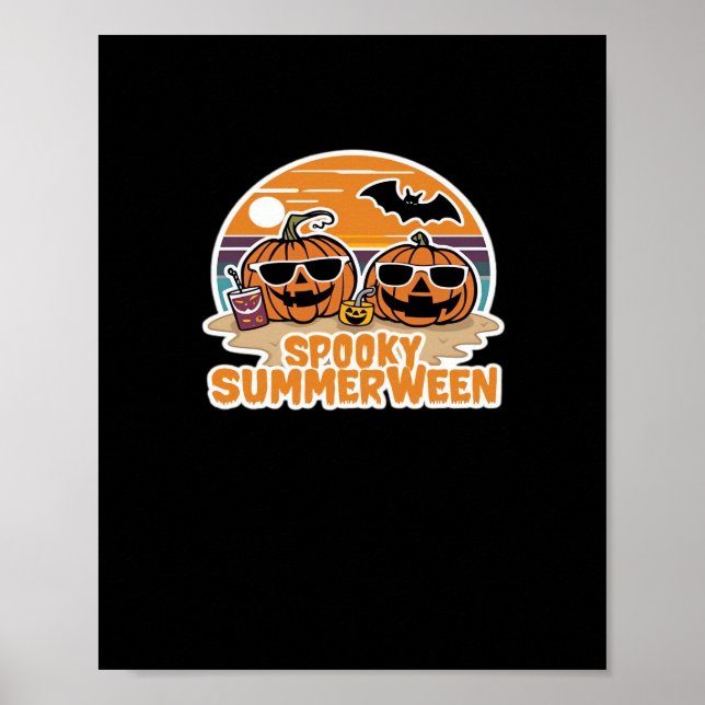 Poster Spooky Summerween - Abóboras Clássicas na Praia (Frente)