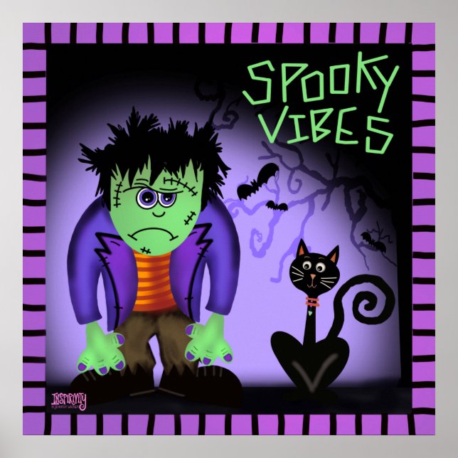 Poster Spooky Vibes Frankenstein Classroom Inspirivity (Frente)