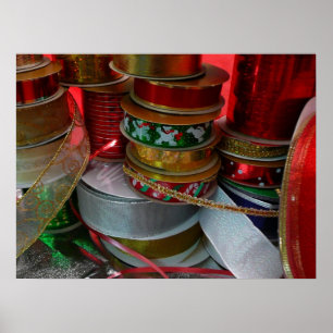 Poster Spools de Férias de Natal Vermelho e Dourado