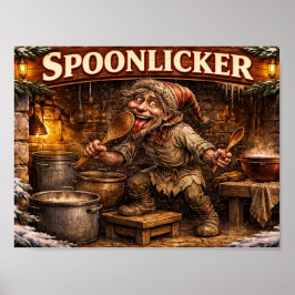 Poster Spoon Licker Icelandic Yule Lad postcard 