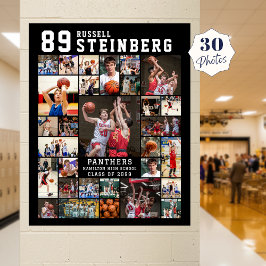 Poster Sports 30 Photo Collage Player Name Number