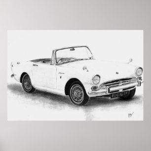 Poster sportscar alpino do raio de sol
