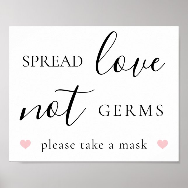 Poster Spread Love Not Germs Covid Recepção de casamento  (Frente)