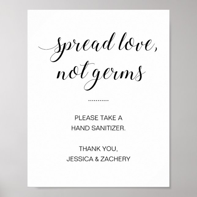 Poster Spread Love Not Germs Hand Sanitizer Casamento (Frente)