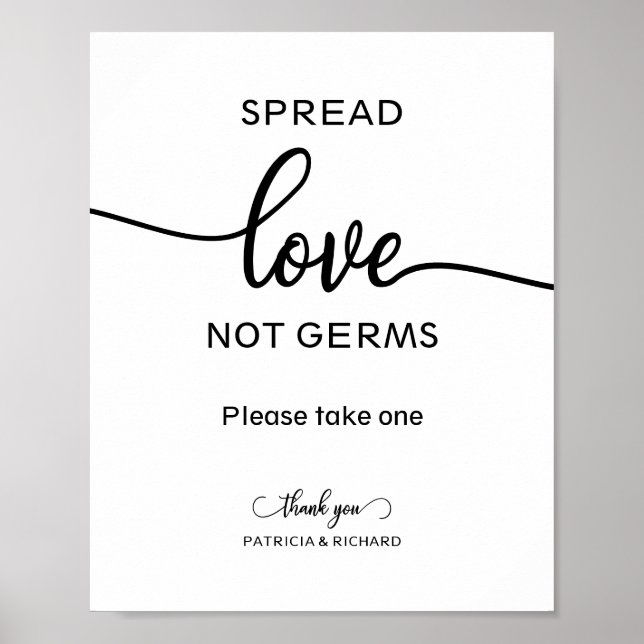 Poster Spread Love Not Germs Hand Sanitizer Favor Sinal (Frente)