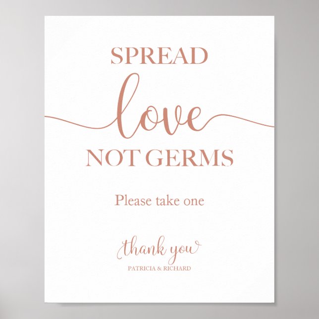 Poster Spread Love Not Germs Hand Sanitizer Favor Sinal (Frente)