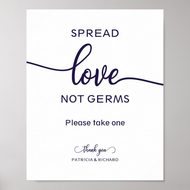 Poster Spread Love Not Germs Hand Sanitizer Favor Sinal (Frente)