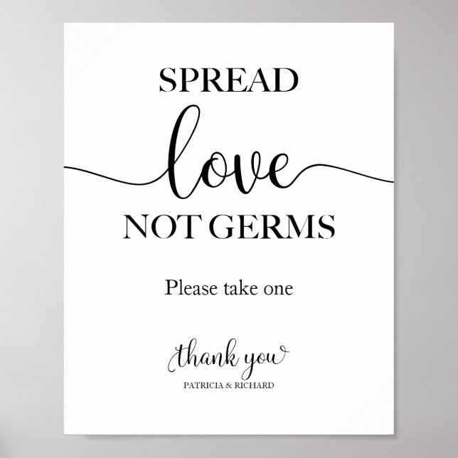 Poster Spread Love Not Germs Hand Sanitizer Favor Sinal (Frente)