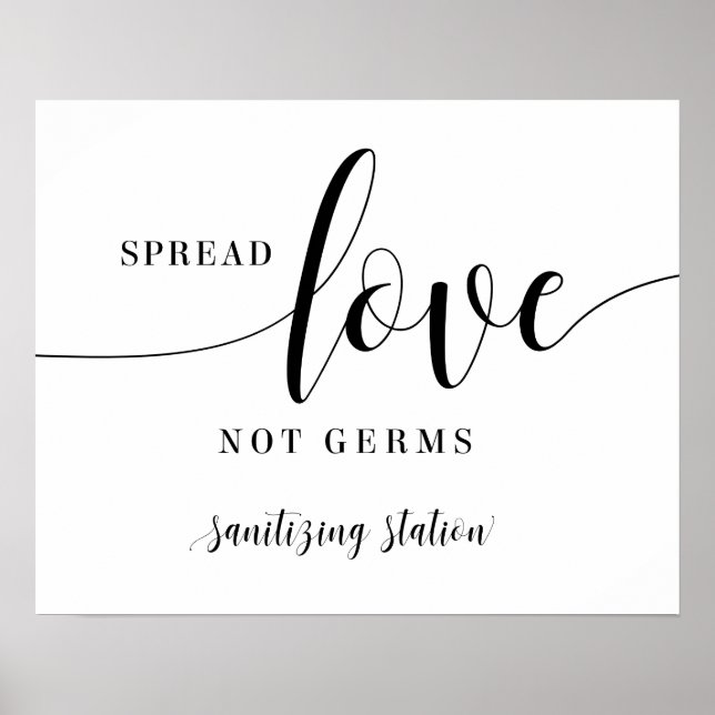 Poster Spread Love Not Germs Sanitizer Station Weding (Frente)