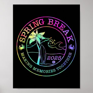 Poster Spring Break Squad Crew Vintage 2025 Beach Palm Fa