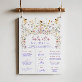 Poster Spring Floral Fairy First 1st Birthday Milestone