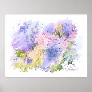 Poster Spring Meadow — Floral Abstrato em Aquarela