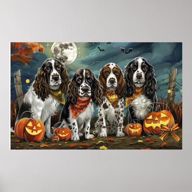 Poster Springer Spaniel Halloween Spooky (Frente)