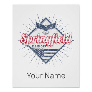 Póster Springfield City Illinois Estados Unidos Retro EUA