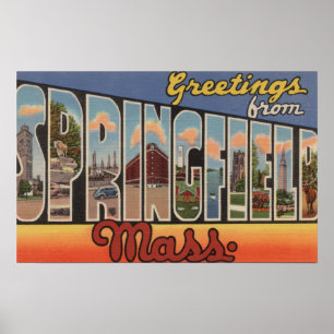 Poster Springfield, Massachusetts - grande letra