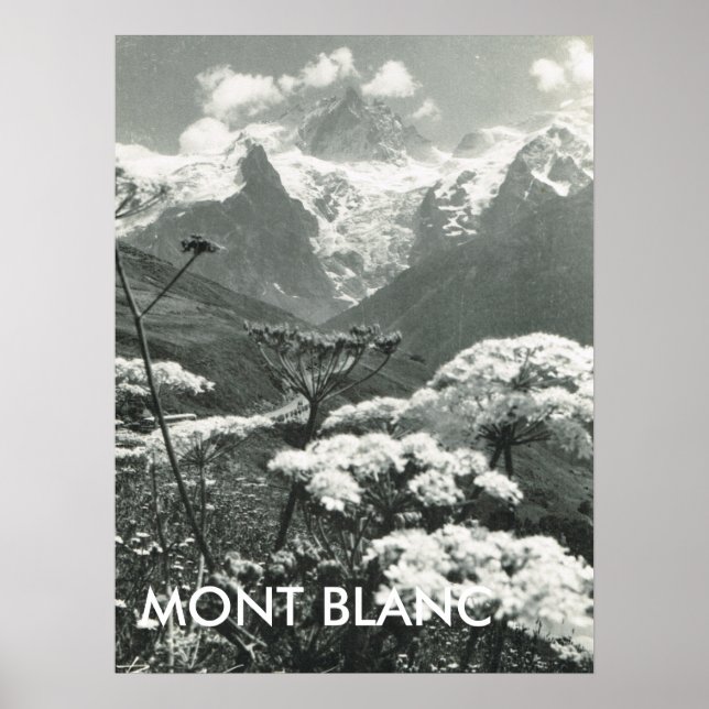 Póster Springtime e neve, Mont Blanc, França (Frente)