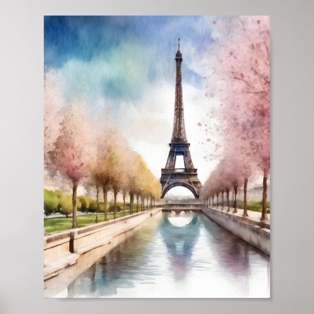 Poster Springtime em Arte Torre Eiffel em Paris (Frente)