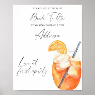 Poster Spritz bridal - ajude a movimentada noiva Endereço